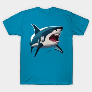 t-shirt design, picture of a shark with its mouth open, a minimalist painting T-Shirt